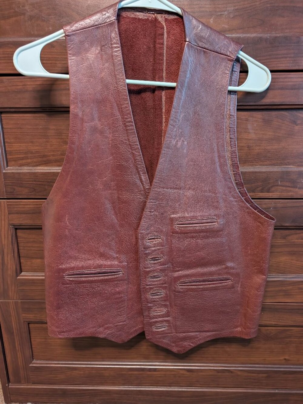 Vintage men's burgundy leather vest